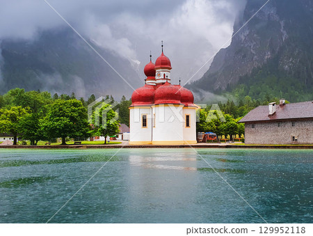 St. Bartholomew church at Konigssee Lake 129952118