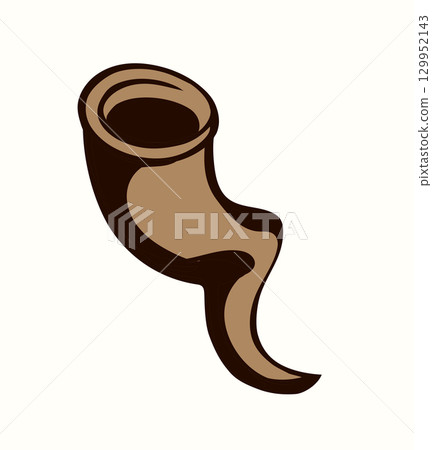 Vector drawing. Jewish ritual horn shofar 129952143