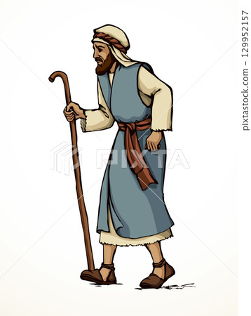 Vector drawing. Jewish man walk 129952157