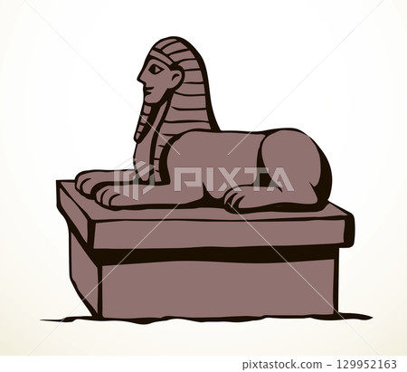 Vector drawing. Egyptian sphinx monument Vector drawing. Egyptian sphinx monument 129952163