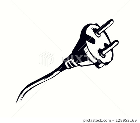 Vector drawing. Plug for electrical outlet Vector drawing. Plug for electrical outlet 129952169