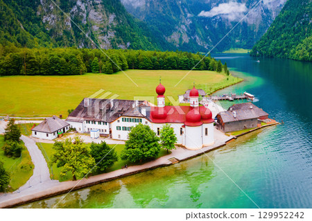 St. Bartholomew church at Konigssee Lake St. Bartholomew church at Konigssee Lake 129952242