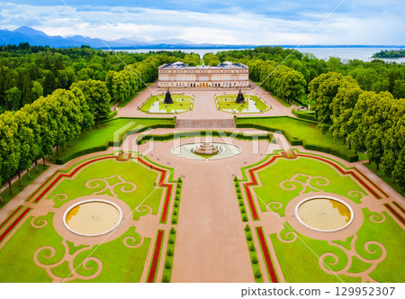 Herrenchiemsee Palace aerial panoramic view, Bavaria Herrenchiemsee Palace aerial panoramic view, Bavaria 129952307