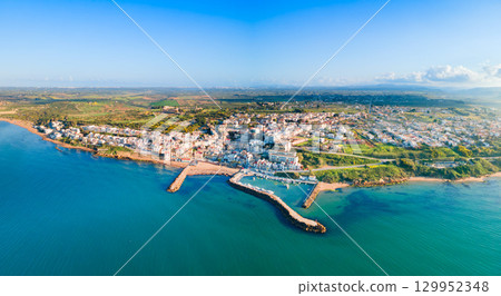 Marinella di Selinunte aerial panoramic view in Sicily Marinella di Selinunte aerial panoramic view in Sicily 129952348