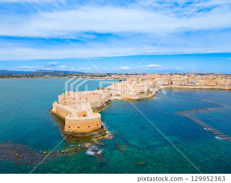 Maniace Castle and Citadel aerial panoramic view, Syracuse 129952363