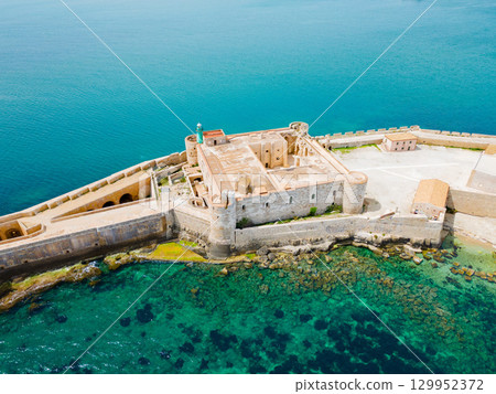 Maniace Castle and Citadel aerial panoramic view, Syracuse Maniace Castle and Citadel aerial panoramic view, Syracuse 129952372