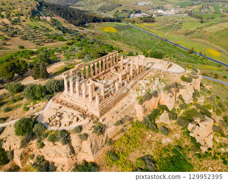 Temple of Hera aerial panoramic view, Agrigento Temple of Hera aerial panoramic view, Agrigento 129952395
