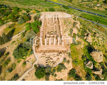 Temple of Hera aerial panoramic view, Agrigento Temple of Hera aerial panoramic view, Agrigento 129952398