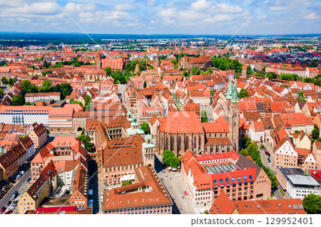 Nuremberg old town aerial panoramic view 129952401