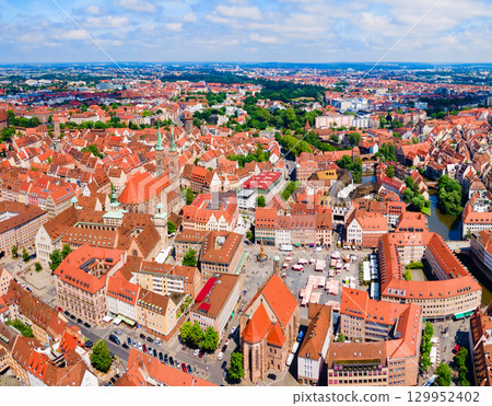 Nuremberg old town aerial panoramic view 129952402