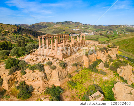 Temple of Hera aerial panoramic view, Agrigento 129952403