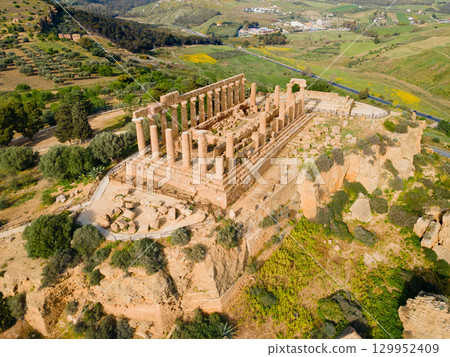 Temple of Hera aerial panoramic view, Agrigento Temple of Hera aerial panoramic view, Agrigento 129952409