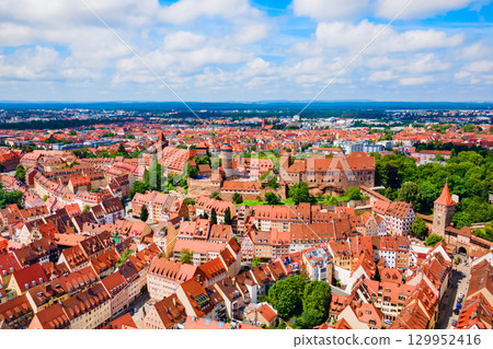 Nuremberg old town aerial panoramic view 129952416