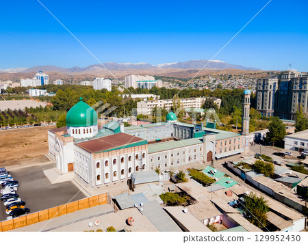 Haji Yaqub Mosque aerial panoramic view, Dushanbe 129952430