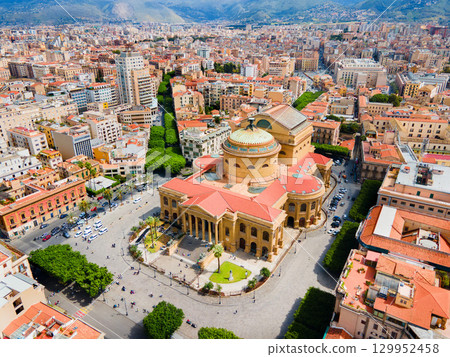 Teatro Massimo Vittorio Emanuele theater aerial view 129952458
