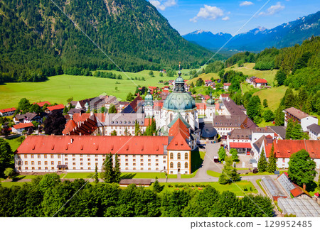 Ettal Abbey aerial panoramic view, Germany 129952485