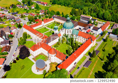 Ettal Abbey aerial panoramic view, Germany 129952490