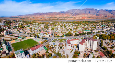 Penjikent city aerial panoramic view in Tajikistan Penjikent city aerial panoramic view in Tajikistan 129952496