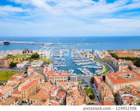 Palermo city port aerial panoramic view in Sicily 129952506