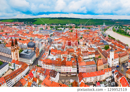 Wurzburg old town aerial panoramic view 129952519
