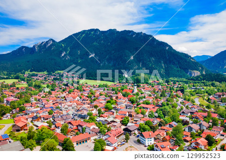 Oberammergau aerial panoramic view in Bavaria, Germany 129952523