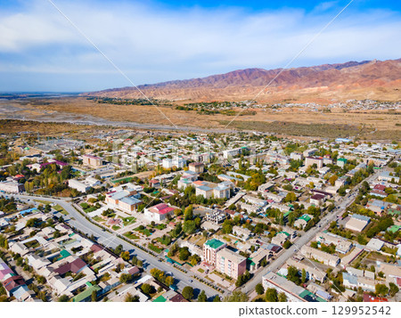 Penjikent city aerial panoramic view in Tajikistan Penjikent city aerial panoramic view in Tajikistan 129952542