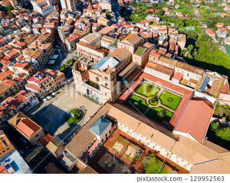 Monreale Cathedral or Duomo di Monreale aerial view, Palermo 129952563