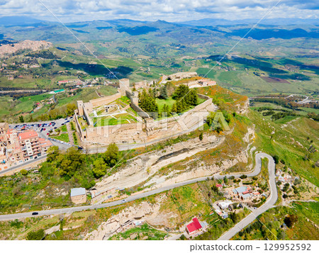Castello di Lombardia aerial panoramic view, Enna 129952592