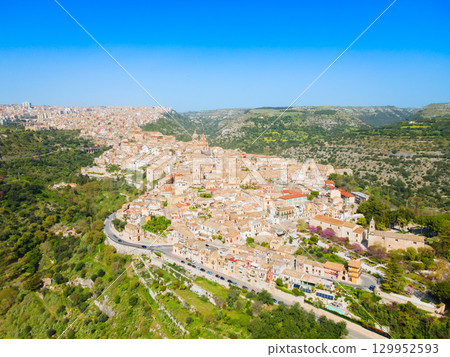 Ragusa city aerial panoramic view in Sicily, Italy 129952593