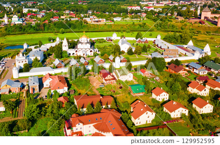 Intercession Pokrovsky Monastery aerial view, Suzdal Intercession Pokrovsky Monastery aerial view, Suzdal 129952595