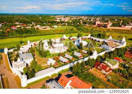 Intercession Pokrovsky Monastery aerial view, Suzdal Intercession Pokrovsky Monastery aerial view, Suzdal 129952605