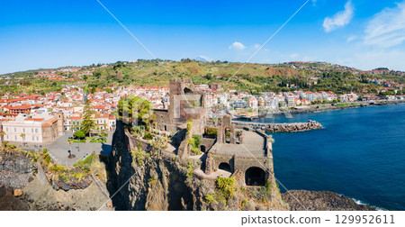Castello Normanno or Norman Castle aerial panoramic view 129952611