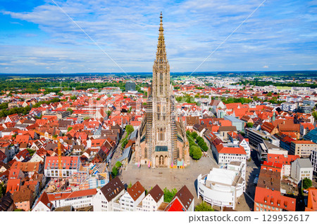 Ulm Minster Church aerial panoramic view, Germany Ulm Minster Church aerial panoramic view, Germany 129952617