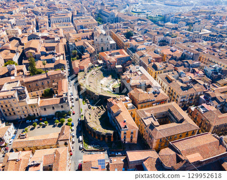 Roman Theatre of Catania aerial panoramic view, Sicily 129952618