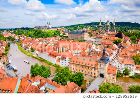 Bamberg old town aerial panoramic view 129952619
