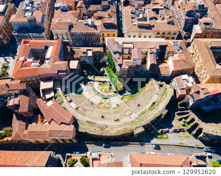 Roman Theatre of Catania aerial panoramic view, Sicily 129952620