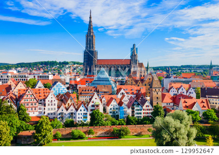 Ulm Minster Church aerial panoramic view, Germany 129952647