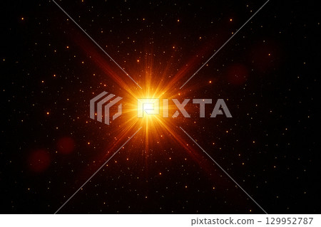 Radiant bright orange starburst glow in the center of a dark cosmic background Radiant bright orange starburst glow in the center of a dark cosmic background 129952787