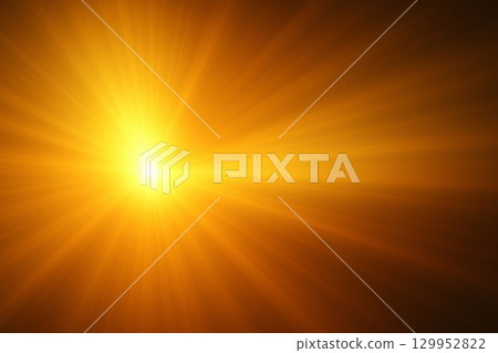 Radiant bright golden yellow light shining outward with glowing intensity 129952822