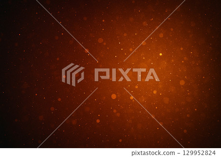 Deep dark background with faint glowing orange dots scattered across space 129952824