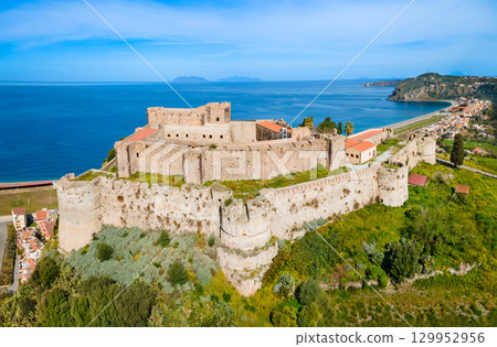 Milazzo Castle aerial panoramic view in Sicily Milazzo Castle aerial panoramic view in Sicily 129952956