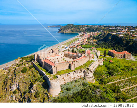 Milazzo Castle aerial panoramic view in Sicily 129952958
