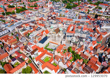 Augsburg old town aerial panoramic view 129953070