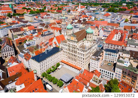 Augsburg old town aerial panoramic view 129953072