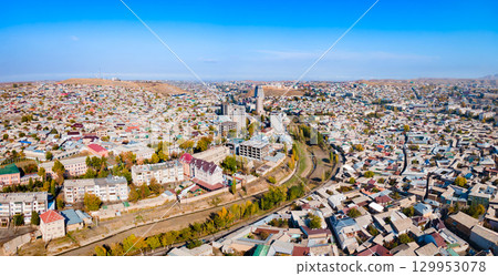Istaravshan city aerial panoramic view in Tajikistan Istaravshan city aerial panoramic view in Tajikistan 129953078