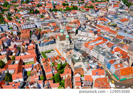 Augsburg old town aerial panoramic view 129953080