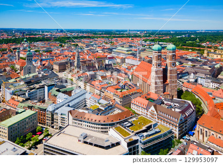 Marienplatz aerial panoramic view in Munich city, Germany Marienplatz aerial panoramic view in Munich city, Germany 129953097