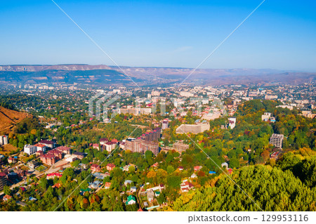 Kislovodsk city aerial panoramic view, Russia 129953116