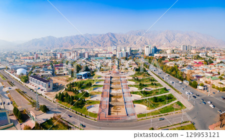 Ismoil Somoni Monument and Park aerial view, Khujand Ismoil Somoni Monument and Park aerial view, Khujand 129953121