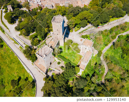 The Balio Towers aerial panoramic view in Erice 129953140